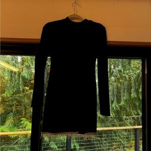 Zara little black dress with silver rhinestones on bottom hem